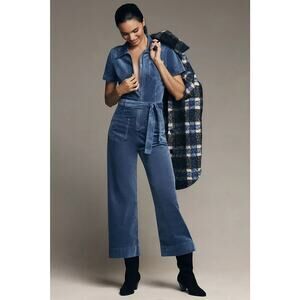 NWT Anthropologie The Colette Weekend Jumpsuit Maeve Corduroy Size 6 Iris Blue